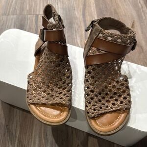 Blowfish Brown Sandals with Woven Straps